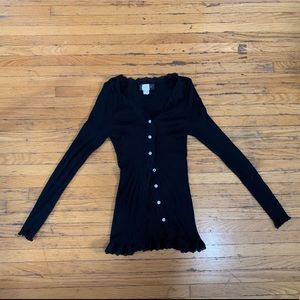 Button-up frilly lace top